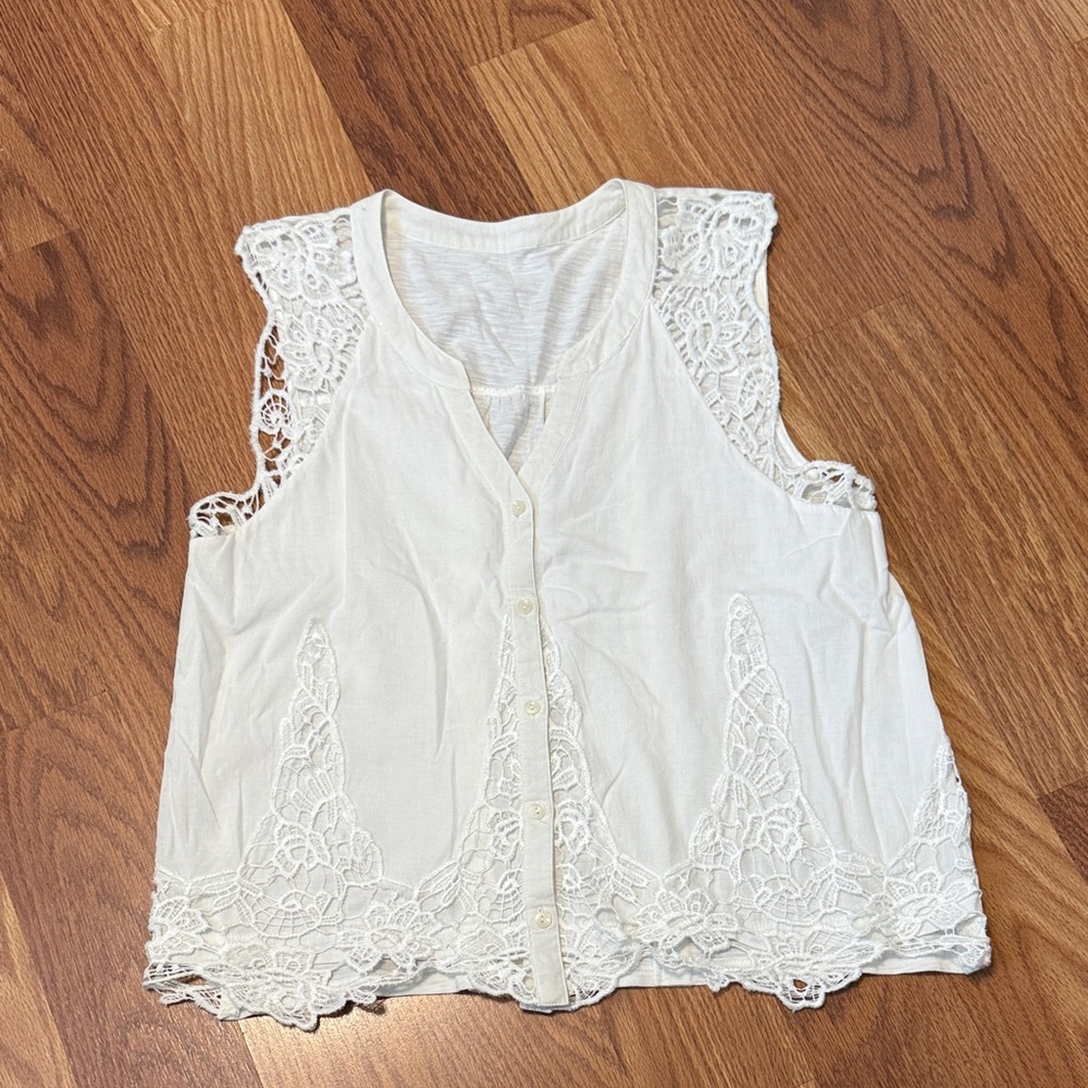 White Lace Sleeveless Top